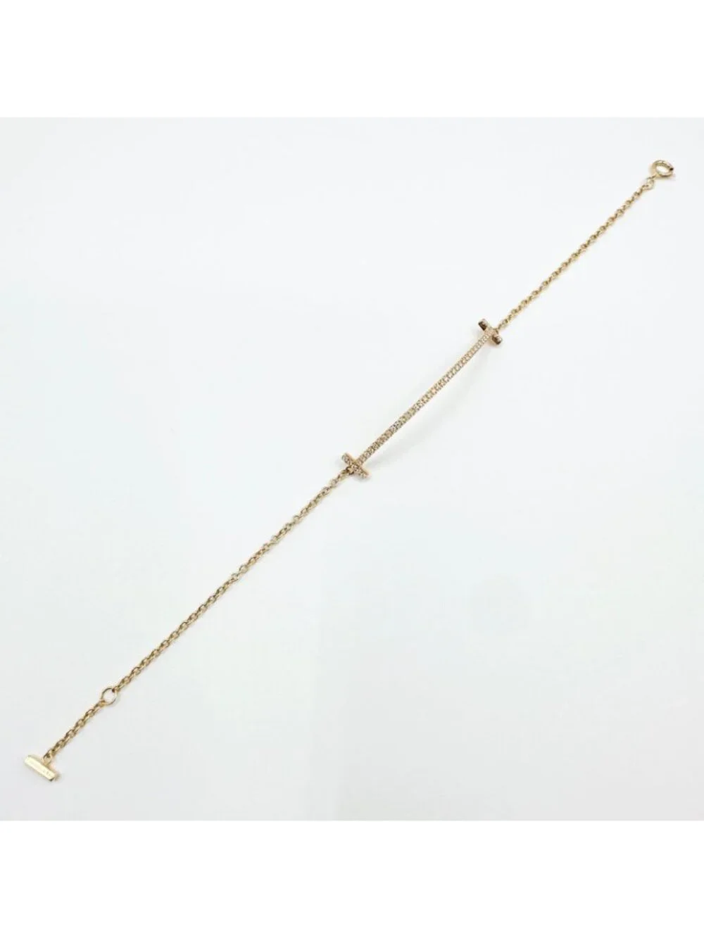 Tiffany & Co T Smile Diamond Pink Gold Bracelet Small 16